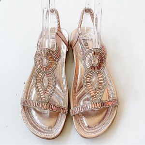 Steven Ella Rosegold Embellished Sandals B7988